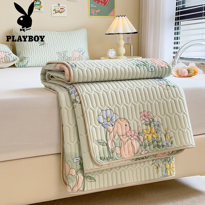 花花公子(playboy)冰丝乳胶凉席三件套家用软席子1.