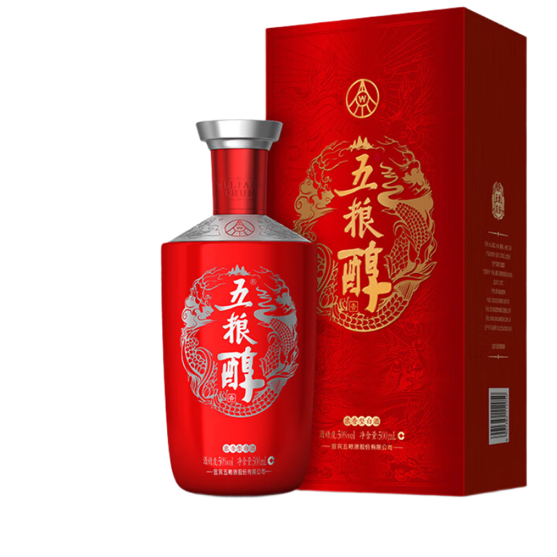 PLUS会员：五粮液股份 五粮醇 红装 浓香型白酒 50度 500mL 单瓶装