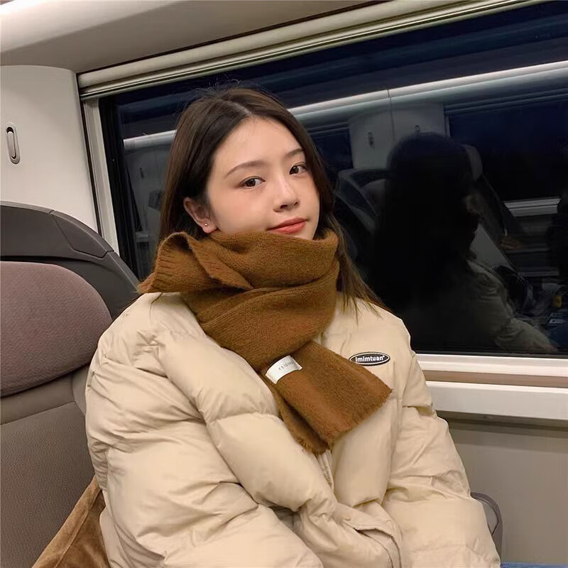 【好物优选】纯色围巾女秋冬季保暖百搭时尚学生针织小围脖男新款 克莱因蓝