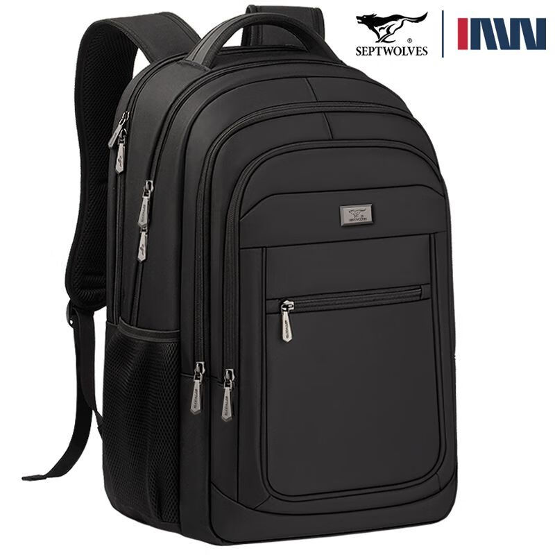 七匹狼（SEPTWOLVES）双肩包男士大容量背包2025年新款商务出差旅行电脑包男款书包 五层标准号(25L)