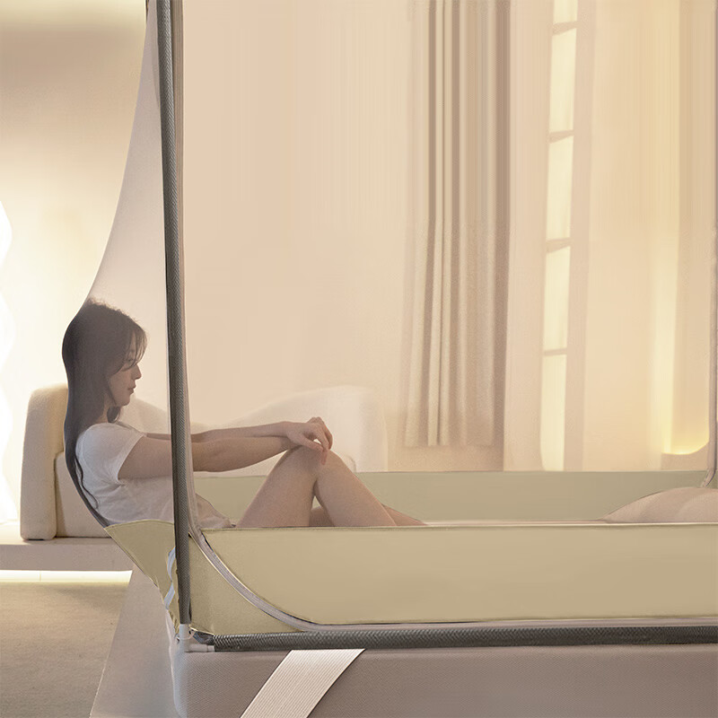 多喜爱家纺防摔蚊帐家用儿童防掉床宝宝婴儿卧室围栏蚊帐嗨皮小熊 嗨皮小熊坐床式蚊帐 197cm*147cm*168cm 1.5米床