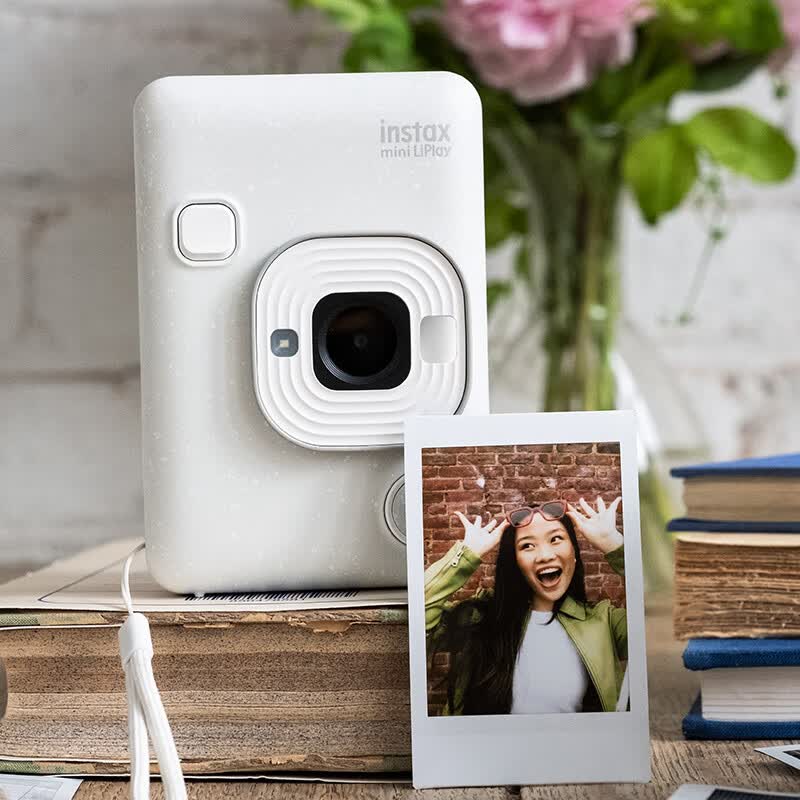 富士(FUJIFILM)instax mini liplay数模一体相机立拍立得复古设计可拍照可打印照相情人节日生日礼物 新色-恋人白 套餐C【标配+40张白边相纸】