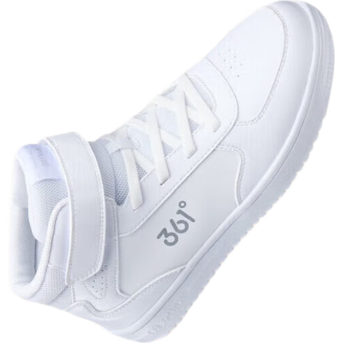 361°童鞋 儿童运动鞋25冬季男女童小白鞋学生高帮缓震板鞋 白37