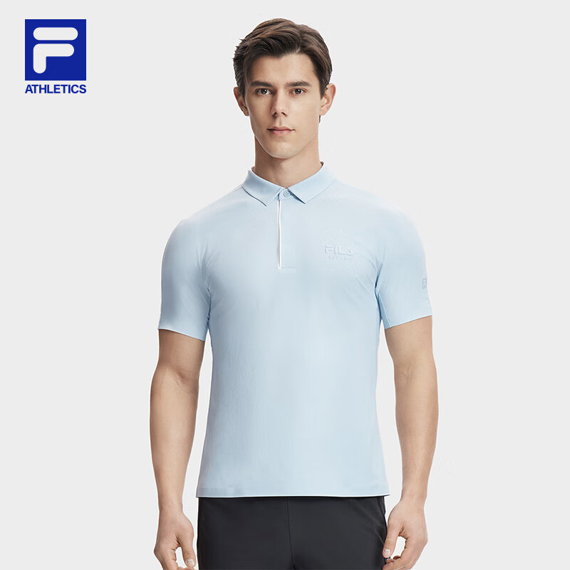 FILA斐乐凉感t恤短袖男子POLO衫夏季新款翻领网球运动训练透气冰丝T恤 艾丽斯蓝-LB M 170/92A/M