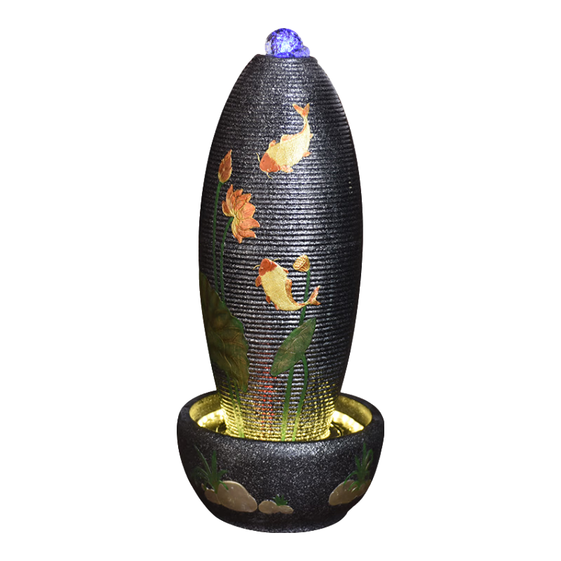 點道（DIANDAO） 新中式噴泉流水器球擺設(shè)辦公室家居裝飾品加濕器工藝品 7819大號+霧化器