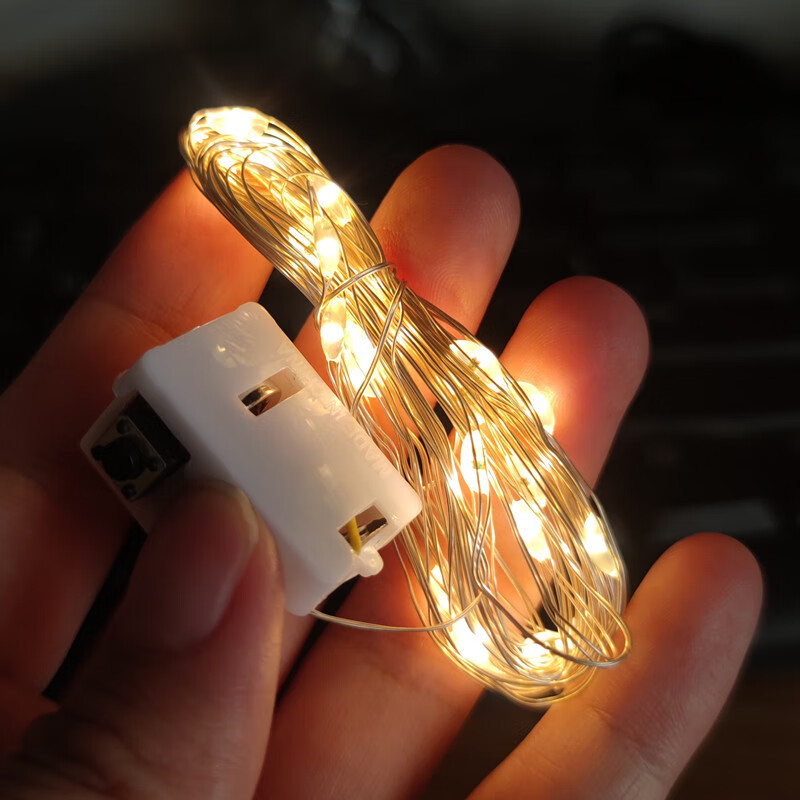 LED串燈電池款燈串鮮花蛋糕花束禮盒排隊氣球彩燈氛圍彩帶 【拍2發(fā)3】暖白色 1m
