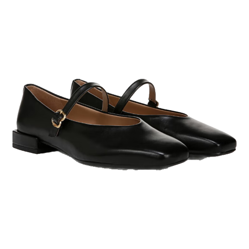 SAM EDELMAN2025春季新款方頭尖口瑪麗珍鞋一字扣低跟單鞋女KENNY 黑色 羊皮革 36 美碼6M