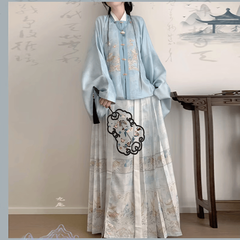 翊尚美马面裙汉服女全套原创成人秋季新款明制国风套装女小个子方领 春日桃粉【明制原创正版套装】 XL 【适合130-145斤】