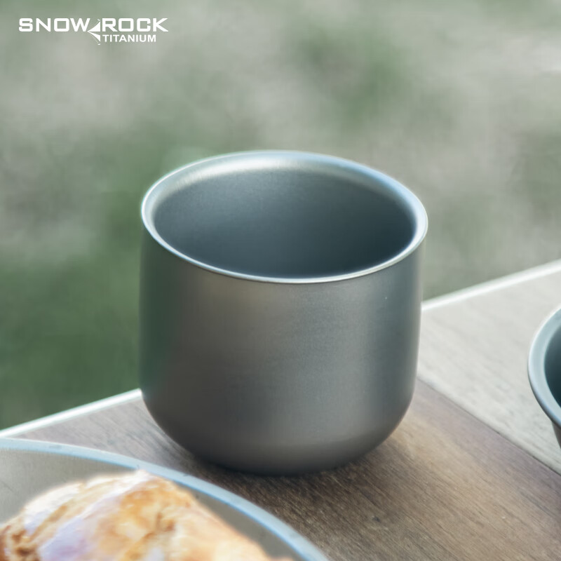 SNOW ROCK纯钛主人杯茶杯单杯功夫茶具品茗杯双层防烫户外露营便携 圆底公主杯【125ml】