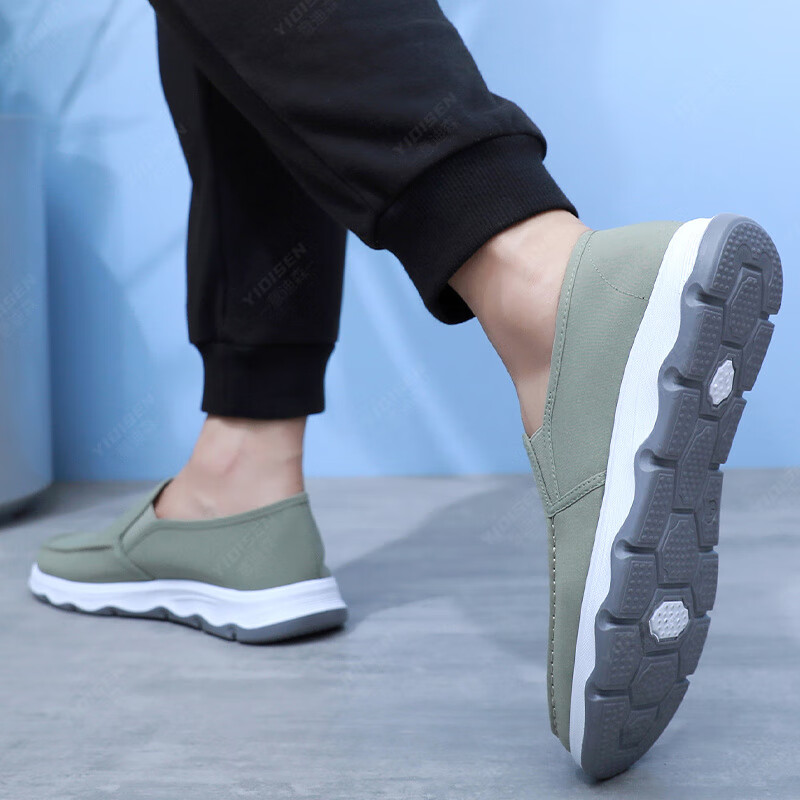 意迪森2025春季新款男士休闲鞋高端商务软底一脚蹬百搭鞋加宽鞋头不挤脚 灰色 单层 38 (240mm)