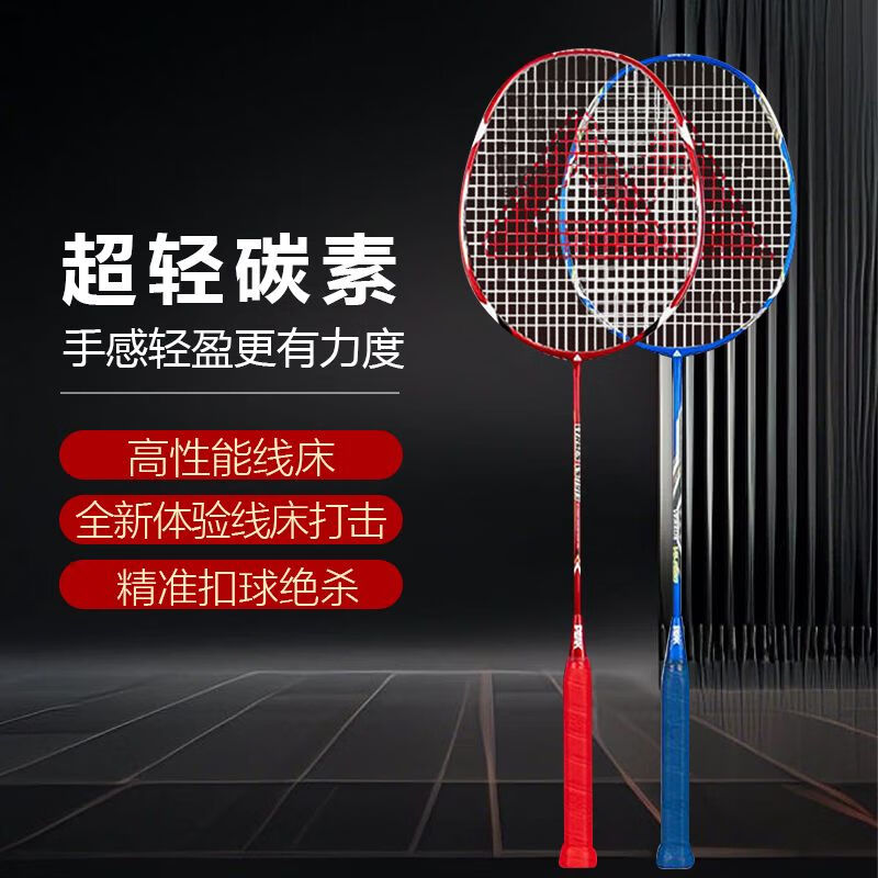 匹克羽毛球拍碳素对拍耐打轻便成人学生双拍2支套装已穿线VS-1913