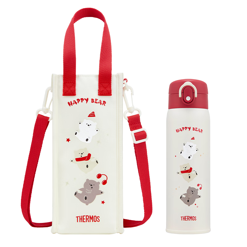 膳魔师（THERMOS）儿童保温杯大容量女士便携不锈钢水杯新年礼物定制学生小红帽系列 弹盖保温杯 500ml 附带杯套