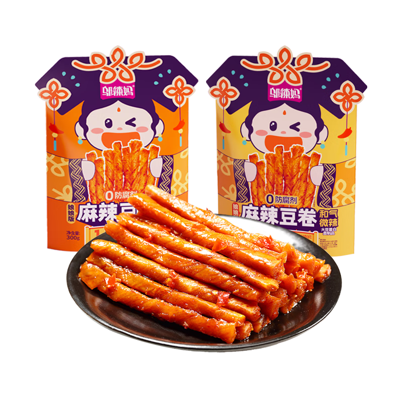 邬辣妈麻辣豆卷 0添加防腐剂麻辣条豆筋网红追剧小吃儿时怀旧解馋零食 娘娘豆卷（顶嘴爆辣）300g
