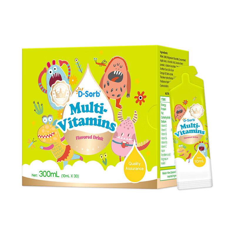 D-Sorb滴适宝多维儿童多种维生素营养液vc维生素C维生素B族维生素E 金标多种维生素【配方升级】 10ml*30袋