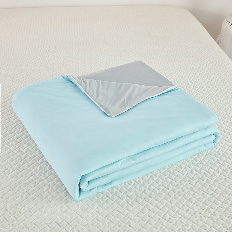 CIBOAKIEIG凉感冰丝A类夏凉被 冰淇淋亲肤感空调被可机洗单人双人被 蓝拼灰 200cm*230cm