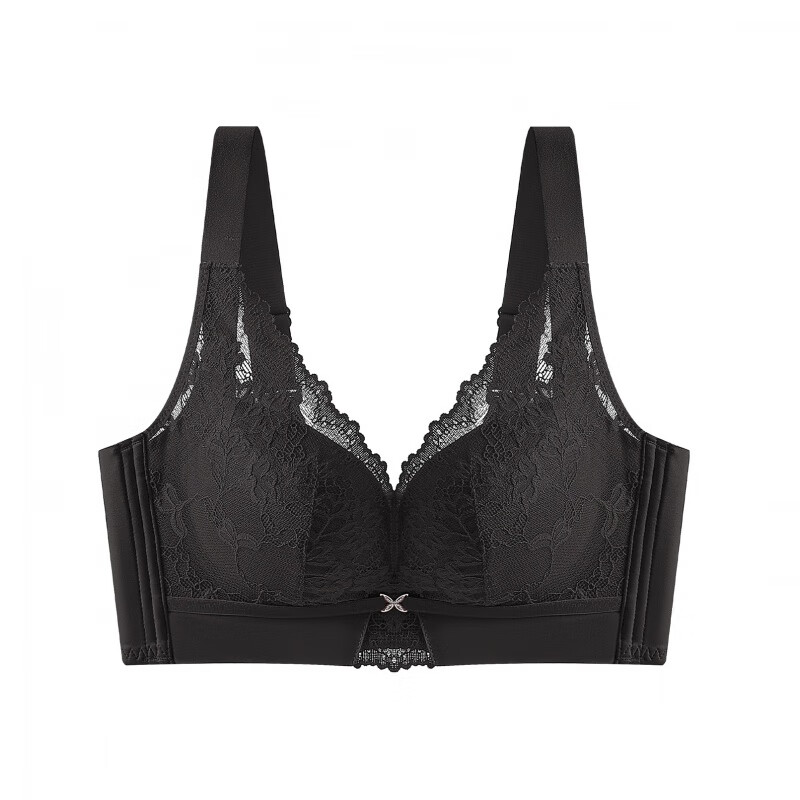 副乳防下垂大胸专用薄款文胸罩聚拢调整型无钢圈大码内衣 乌色 36c杯