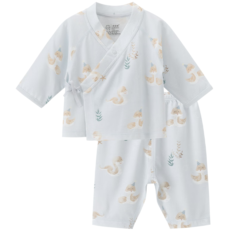 乖奇熊蛇年新生嬰兒內(nèi)衣套裝和袍春夏季裝空調(diào)服寶寶長袖無骨和尚服