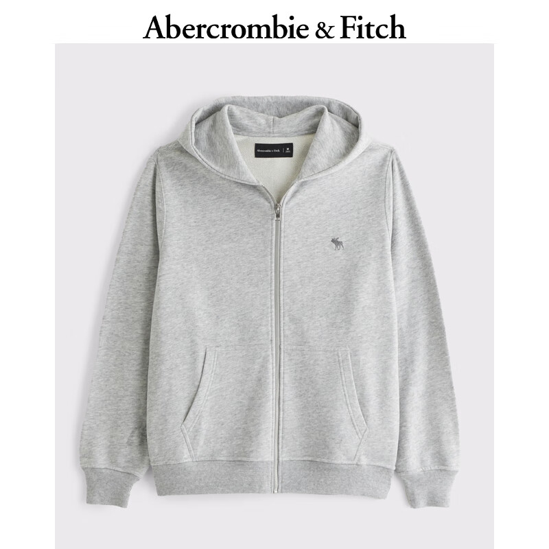 ABERCROMBIE & FITCH男裝女裝情侶裝25春季新款經(jīng)典小麋鹿毛圈布衛(wèi)衣外套KI122-5251 淺麻灰色 M (180/100A)