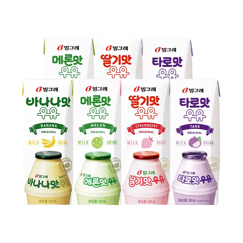 ������BINGGRAE���������㽶ţ�̺�������ţ����Ʒ�㽶ζ��ݮζţ�����װ�������� 4ζ��� 200mL*6�� ����ζ��ѡ��31.9Ԫ