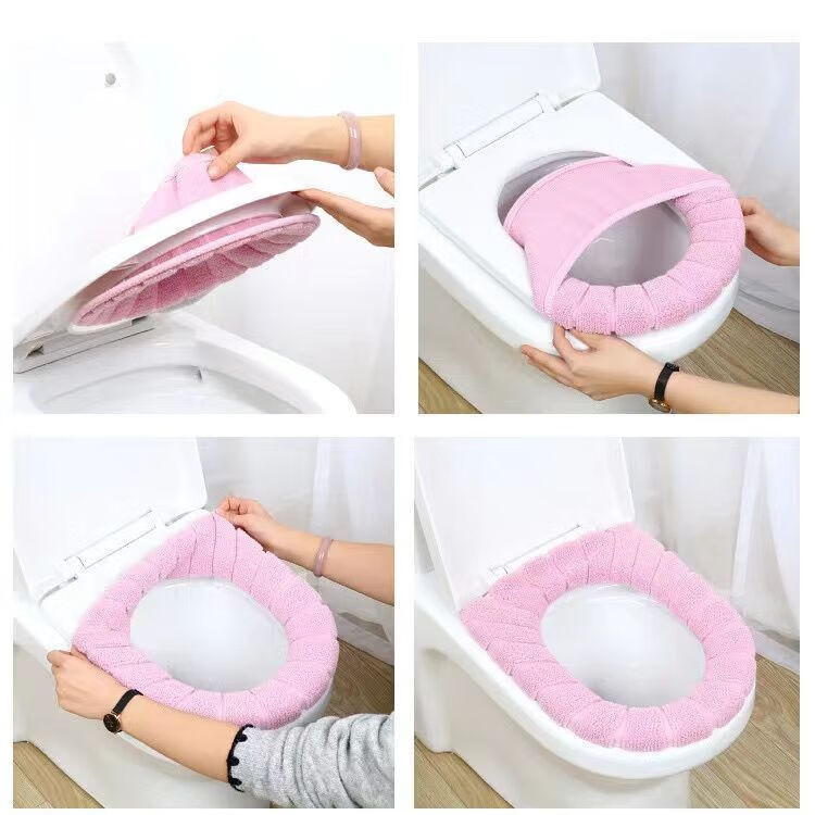 马桶垫坐垫家用加厚马桶圈坐便器垫子冬季防水防臭坐便套 【3条装】提手加厚【颜色随机】