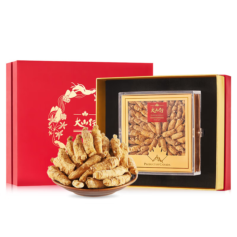 大山行【特级礼盒】西洋参泡参粒头特大片礼物加拿大进口花旗参旗舰正品 小号长粒泡参 227g*1盒 【图腾礼盒】