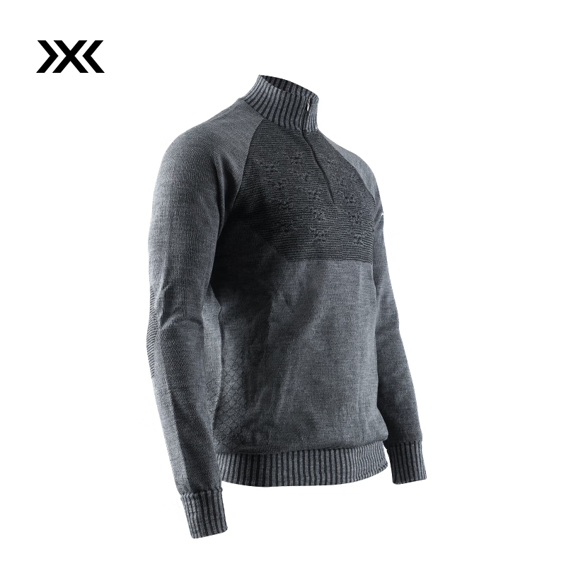 XBIONIC阿帕尼4.0 半拉链中间保暖层/外套 男款美丽诺羊毛保暖上衣 灰色混杂岩 L