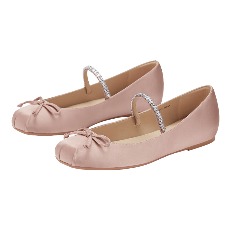 73hours 女鞋輕盈舞步2024春季新款平底法式芭蕾鞋方頭瑪麗珍單鞋-粉色/35