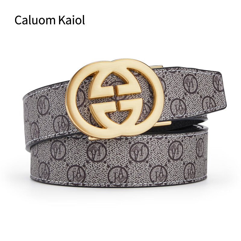 Caluom Kaiol品牌皮带男真皮男士腰带自动扣牛皮休闲裤腰带元旦礼物送男友 【专柜礼盒】8013时尚金色 110cm -130默认随机（可修剪）