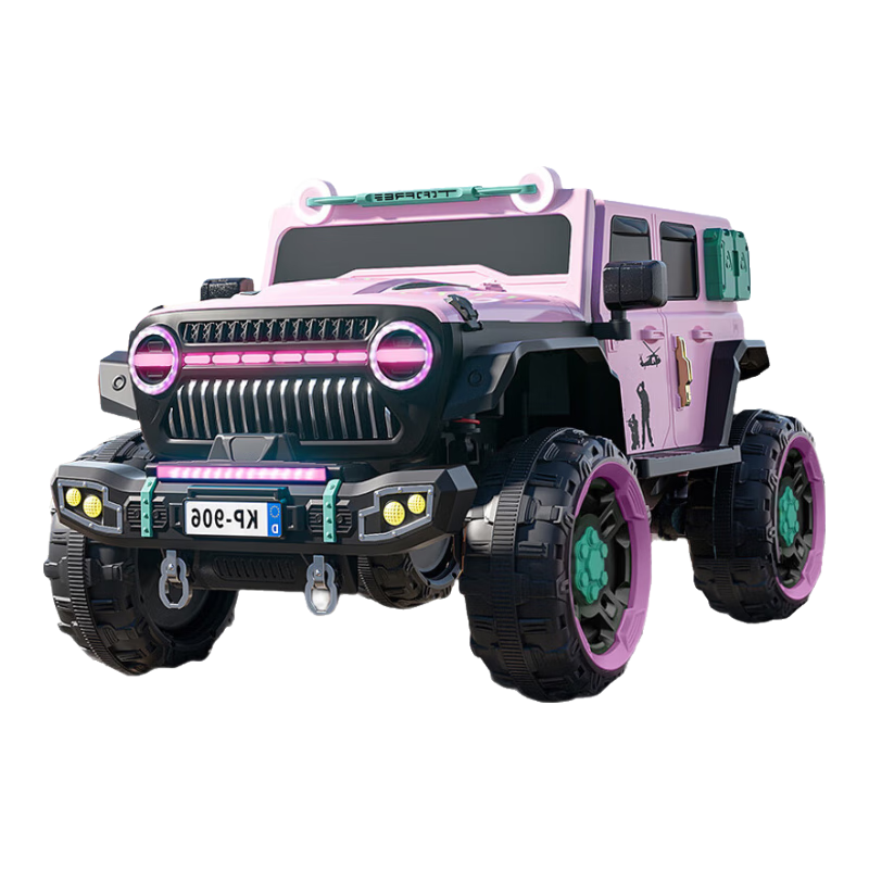 貝趣兒童電動(dòng)車(chē)四輪遙控汽車(chē)可坐大人0-12歲超大可駕駛牧馬人玩具車(chē) 豪華粉+12v10四驅+遙控+皮座軟輪 小孩寶寶雙人親子四驅汽車(chē)