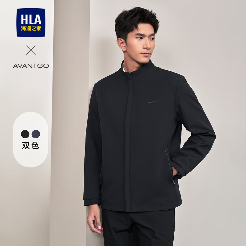 海澜之家（HLA）行政夹克男轻商务经典系列印花外套男春 藏青30 L 175/92A推荐69-75kg
