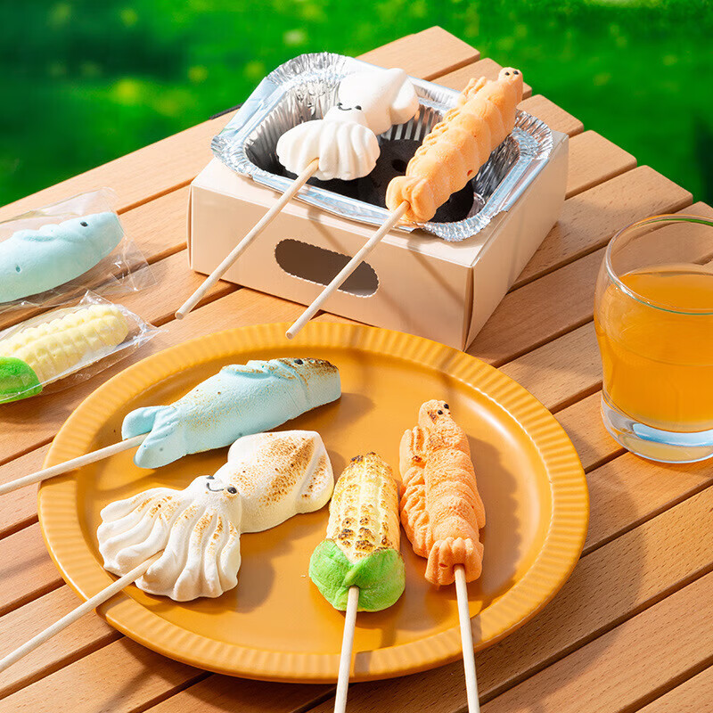 好来屋 自嗨烧烤棉花糖 炭烤DIY网红自制烧烤卡通 儿童围炉煮茶小零食 自嗨烧烤棉花糖/盒(20g*8支)