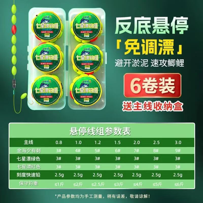 oeny釣鯽魚專用線組免調(diào)漂反底釣線組七星漂懸停逗釣傳統(tǒng)釣野釣自動(dòng)找 2.7米(6卷)送主線盒 0.8號(hào)主線+3號(hào)金海夕魚鉤
