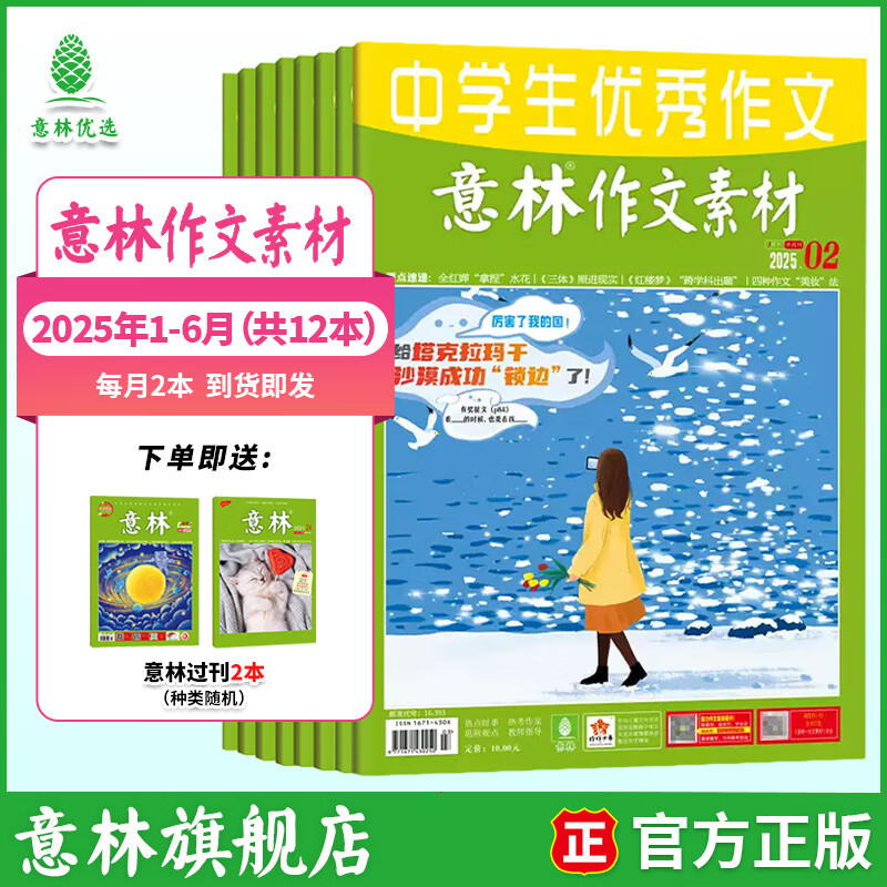 意林作文素材2026年1-12月全年订阅 25/24年期刊杂志 初高中生课外阅读经典励志校园读本 【半年期刊】作文素材25年1-6月（共12本）