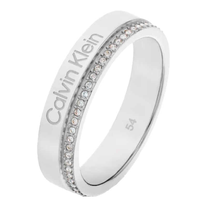 CALVIN KLEIN 【618提前享】CK官方正品永恒系滿天星男女情侶戒指簡約水晶指環(huán) 滿天星銀色 G(62)
