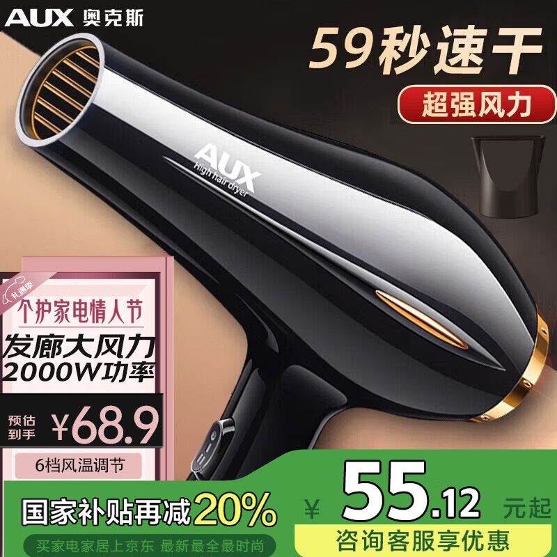 �¿�˹��AUX�� ��������ô���2000W���²��˷�����Ͳ������ٸɵ紵��������ר�õ紵�����ɫ��ͲAH7610