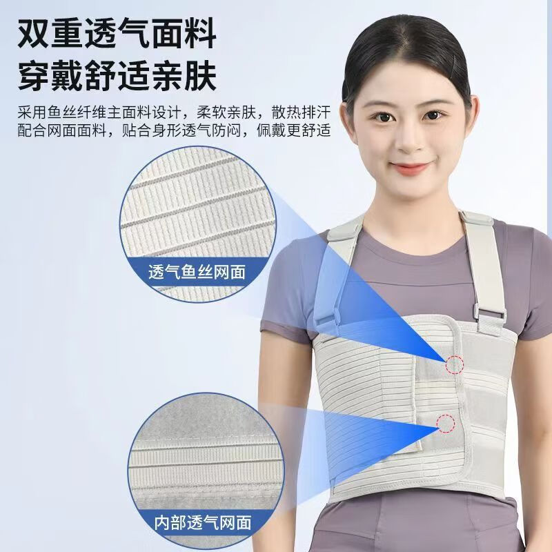 医用级肋骨骨折固定带胸椎损伤固定带骨裂康复胸腔术后支撑护胸带 升级款-全肋固定带（双侧护板） S 适用体重80-115斤