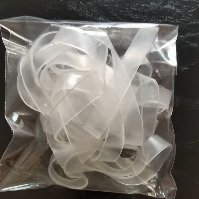 宸学文具透明加宽耐拉橡皮筋发绳发饰大中小号 宽大号试用装60克 直径6.5CM宽度1.2