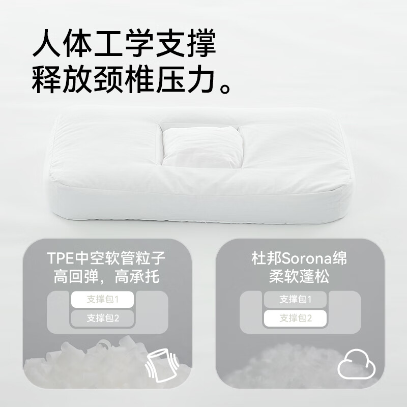 金脊健脊梦荞麦壳枕头 艾草薰衣草枕TPE软管枕助眠枕牵引颈椎枕护颈枕头 单只 脊梦草本护颈枕