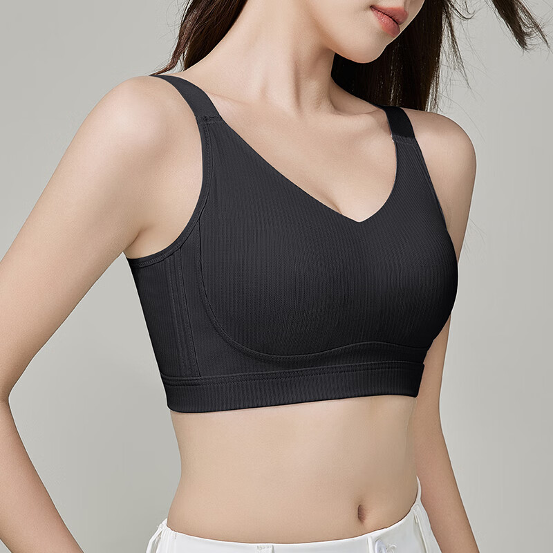 婷美无痕薄款内衣女大胸显小收副乳防下垂无钢圈大码调整型运动文胸