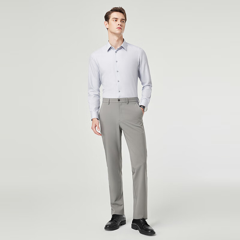 雅戈尔长袖衬衫【桑蚕丝】隐条纹优雅商务易打理高端男衬衣 灰色隐条纹 40 （175/92Y）