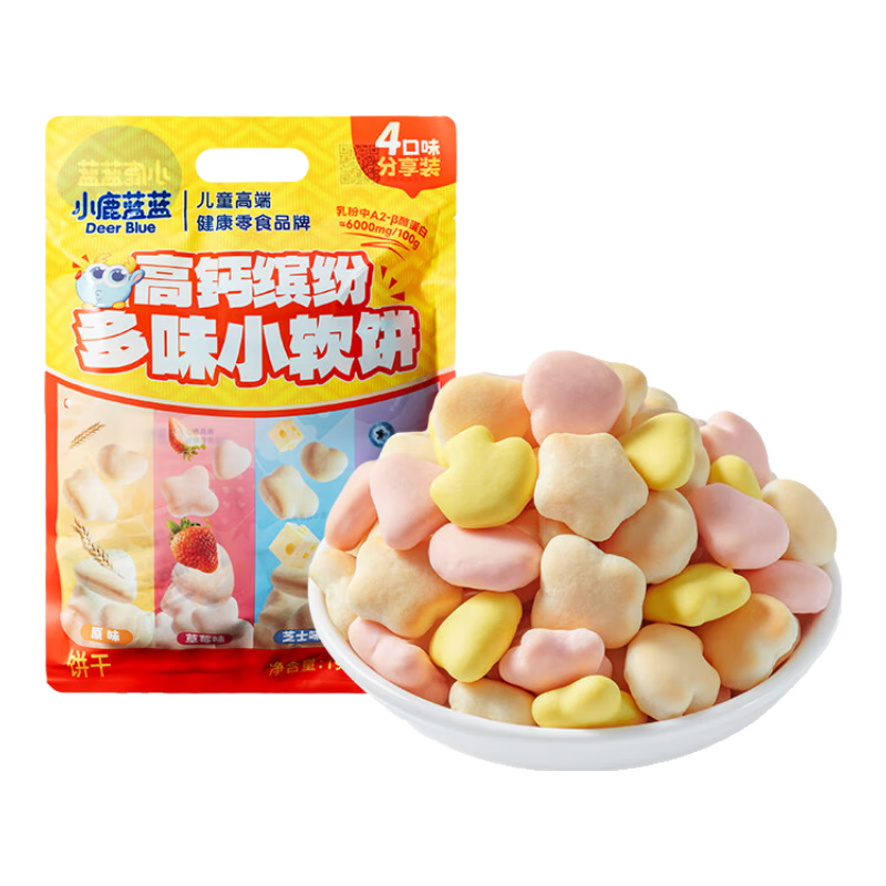 小鹿蓝蓝儿童高钙缤纷多味牛奶小软饼宝宝零食饼干营养健康品牌 【奶香四溢】高钙小软饼198g