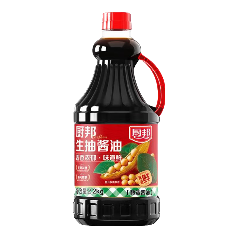 厨邦生抽酱油2.2kg酿造酱油炒菜家用提鲜红烧蒸鱼大瓶装 厨邦生抽酱油2.2kg*1