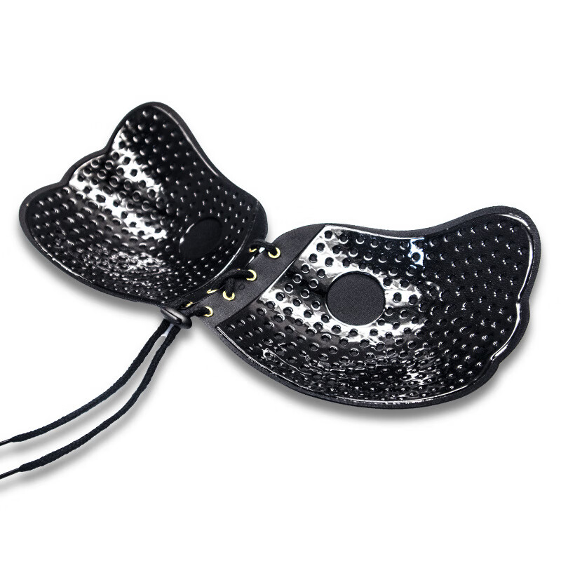 【直发】拉拉女神隐形文胸羽翼隐形内无钢圈拉绳硅胶隐形胸贴婚纱 黑色裸货(1件装) 均码 A