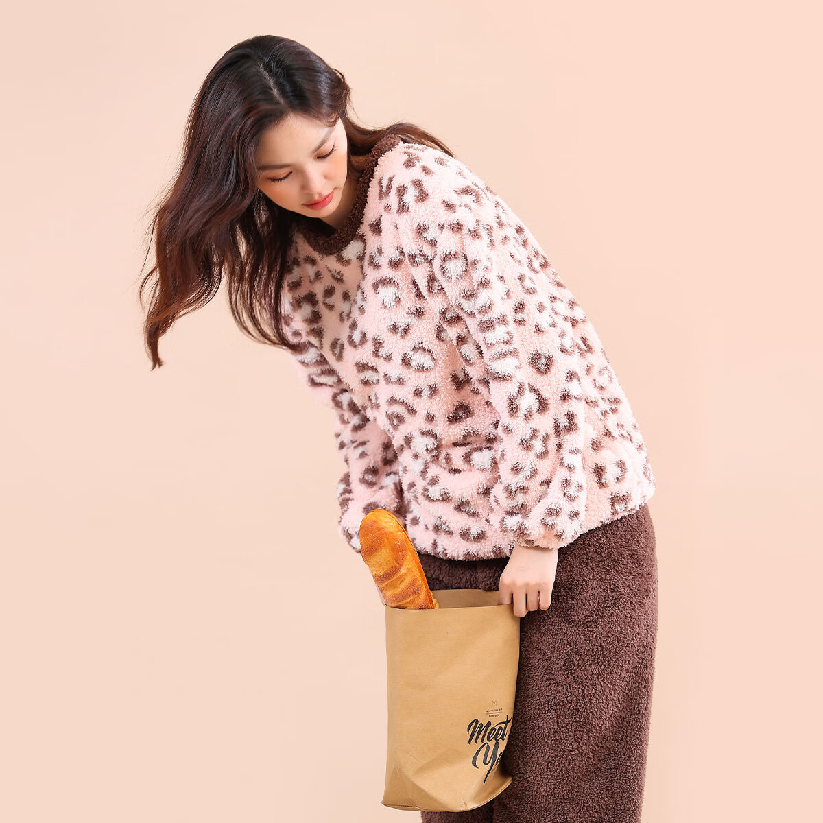 顶瓜瓜睡衣女珊瑚绒冬季加绒加厚法兰绒休闲女士家居服套装 ADL  斑点粉 2XL 【建议140-160斤】