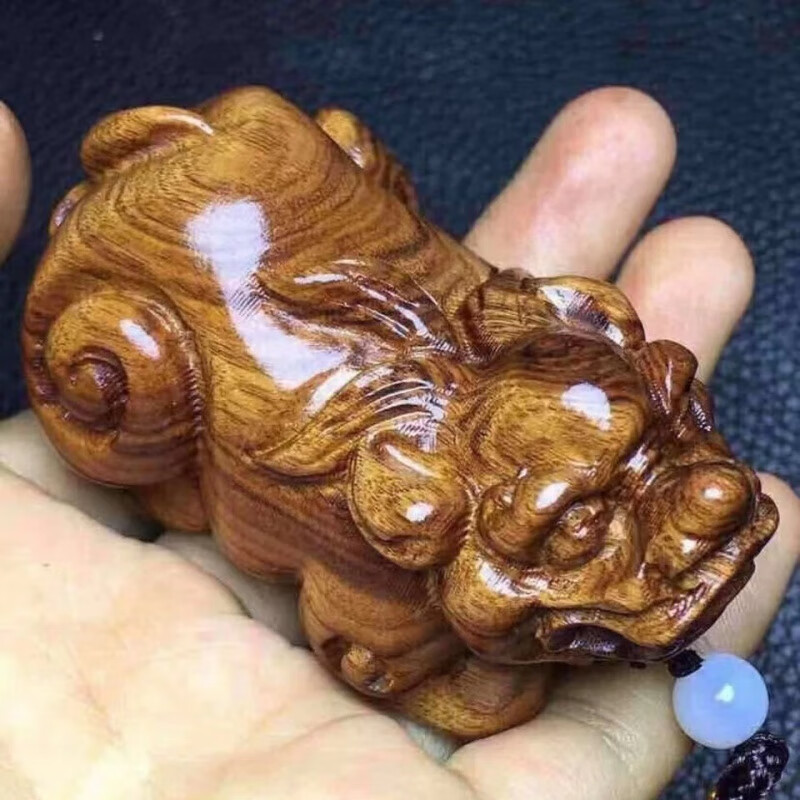 翡笙記胖東來品質黃花梨手把件老撾木雕貔貅手工實木雕刻紅木核桃擺件工 貔貅(7厘米左右)