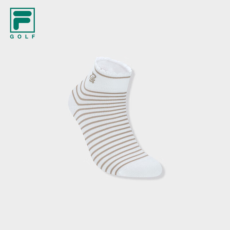 斐乐（FILA）官方女袜低腰袜2025夏季新款条纹袜子高尔夫运动袜短袜 烟草驼-LK XS