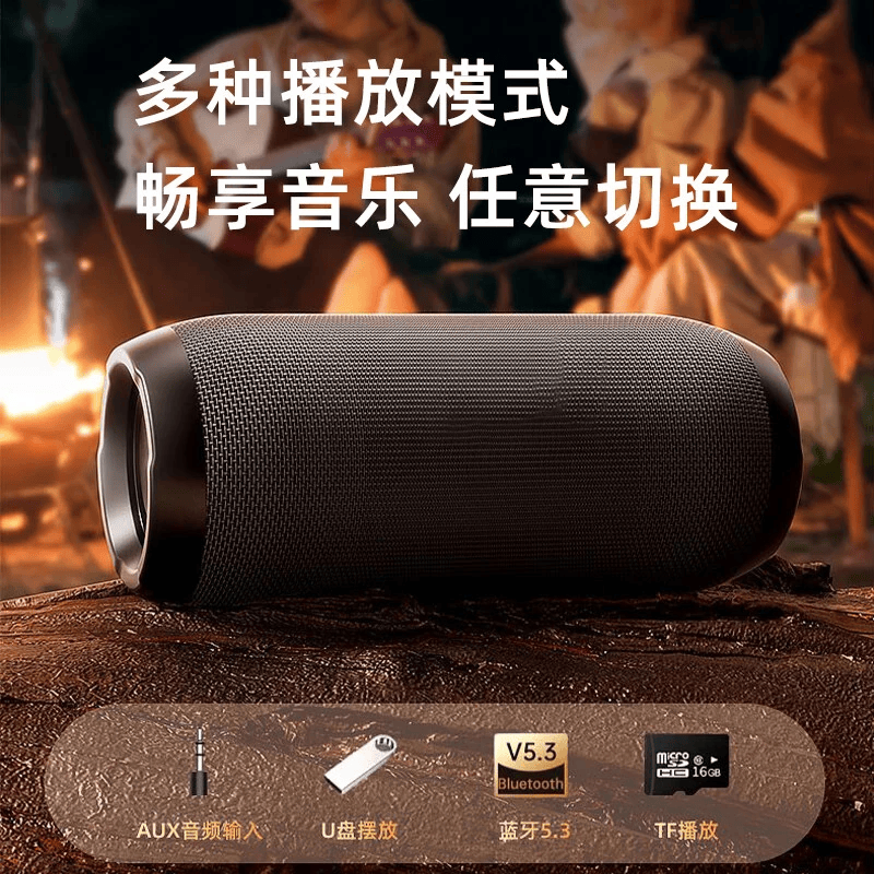 Niye【2026最新款】蓝牙音箱便携式插卡 重低音炮 防水设计 户外音箱桌面音响家用大音量持久续航高音 蓝色【IPX6级防水/9D环绕】