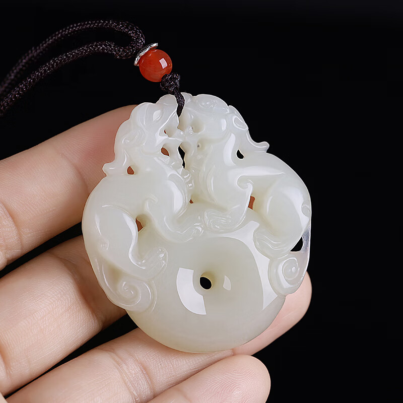 藝鉑緣(yiboyuan)藝鉑緣和田玉雙面貔貅吊墜男女事事平安扣玉佩掛件玉石項鏈仿古轉(zhuǎn) 雙面雕刻貔貅平安扣青白色 男款