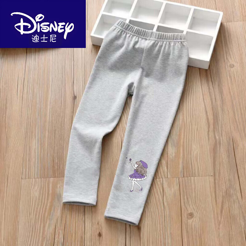 迪士尼（Disney）女童打底裤夏季外穿薄款中大儿童装弹力长裤子小女孩打 紫蝴蝶女孩灰色 120 cm【建议身高105-115】