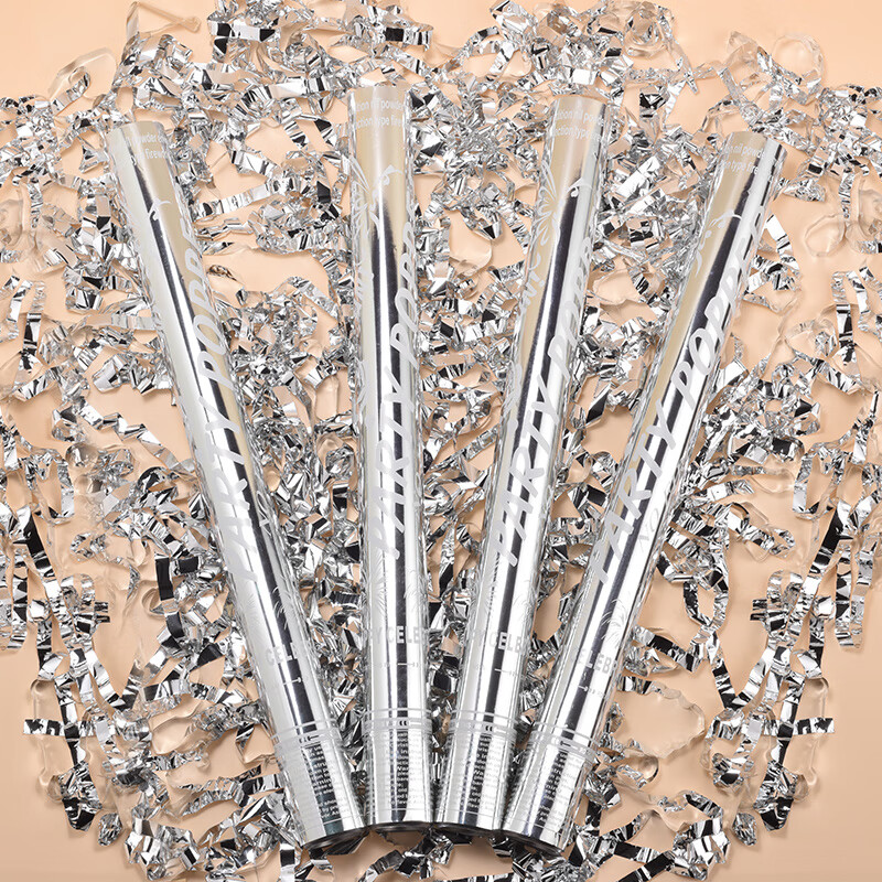 伊梦礼炮结婚专用银色丝带流星雨订婚年会生日氛围装饰彩带手持礼花筒 【7仓速发】礼宾花60-高亮银-银丝带-4个